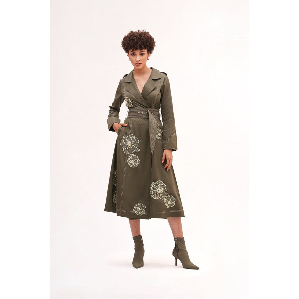 Our Love Elrose Green Trench Dress (Set of 2)