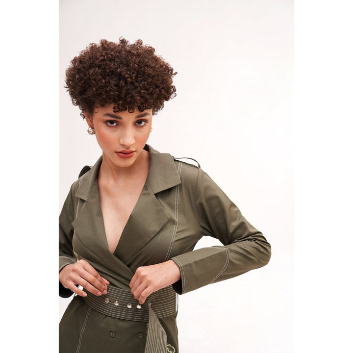 Our Love Elrose Green Trench Dress (Set of 2)