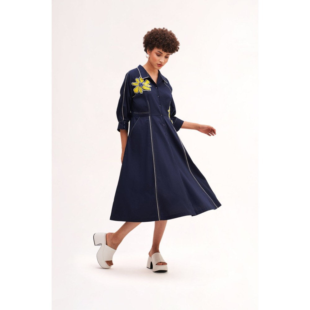 Our Love Banana Navy Midi Dress
