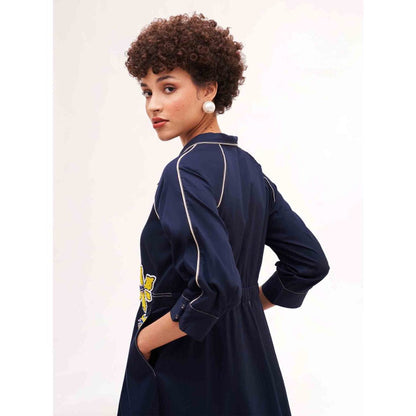 Our Love Banana Navy Midi Dress