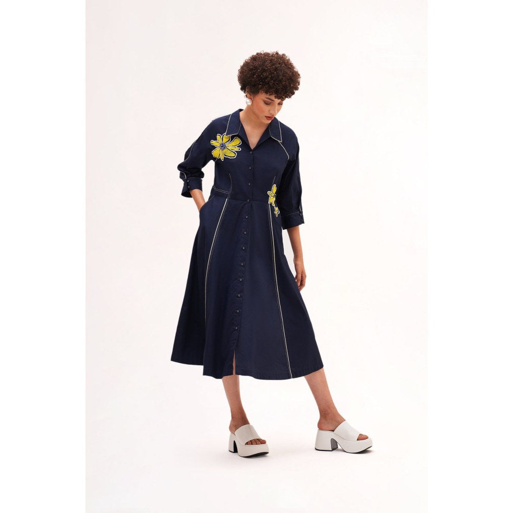 Our Love Banana Navy Midi Dress