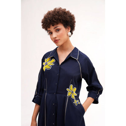 Our Love Banana Navy Midi Dress