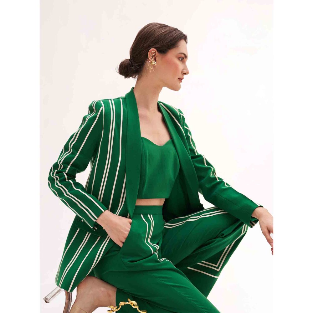 Our Love Jade Blazer With Trousers And Bralette (Set of 3)