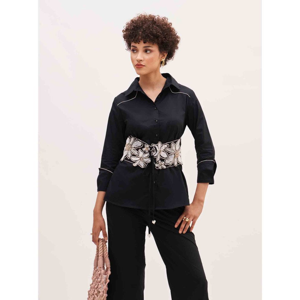 Our Love Arose Belted Shirt With Pants (Set of 2)
