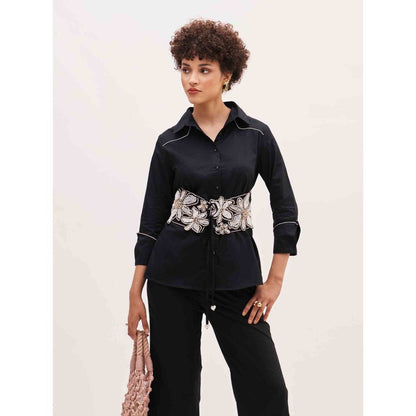 Our Love Arose Belted Shirt With Pants (Set of 2)