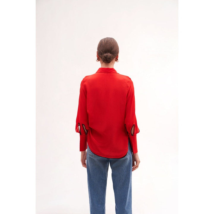 Our Love Bloom Red Silk Crepe Shirt