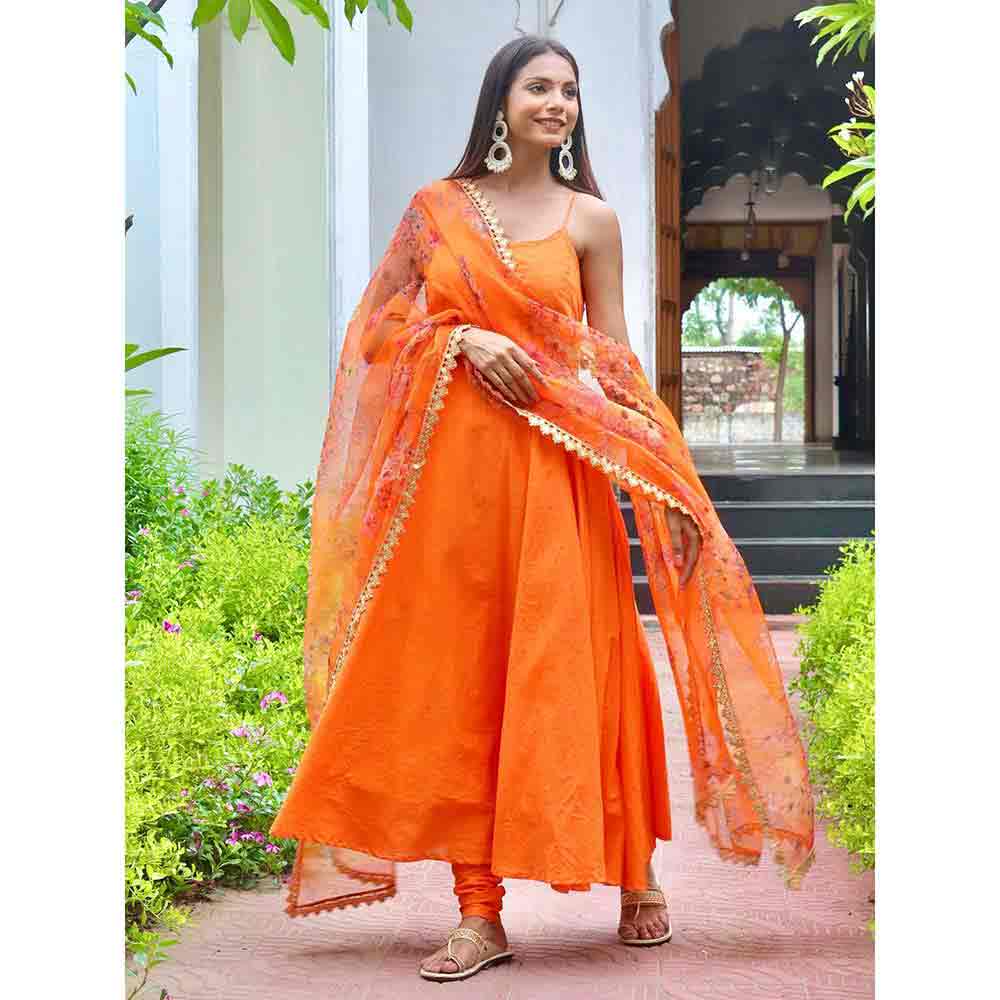 ONEWE INDIA Devika Suit Set (Set of 3) - Orange
