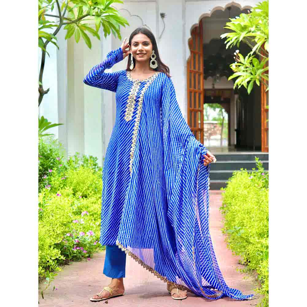 ONEWE INDIA Nilaaya Leheriya Set (Set of 3) - Blue – Nykaa Fashion