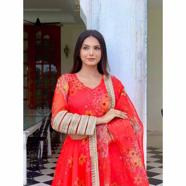 ONEWE INDIA Radhamani Suit Set (Set of 3) - Red
