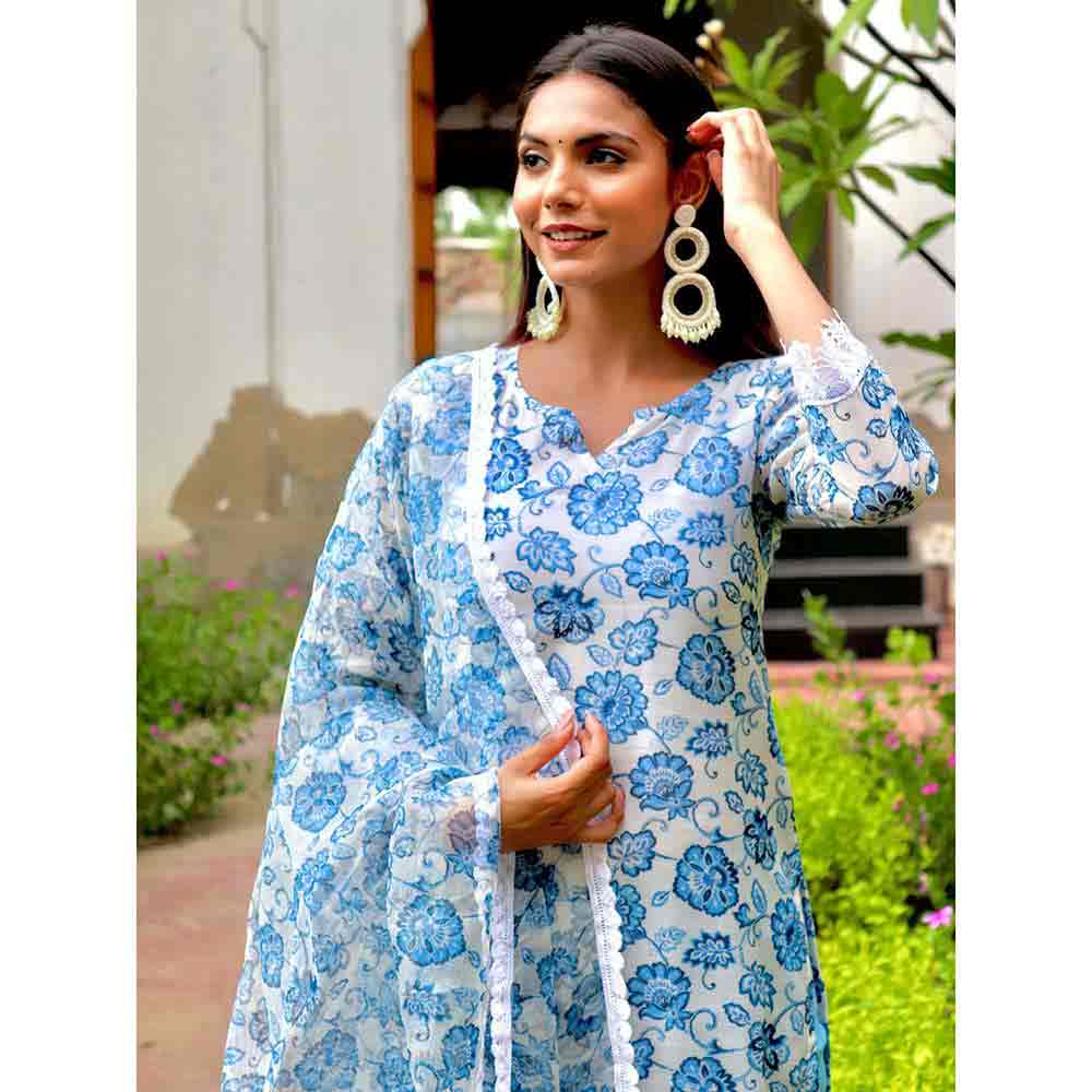 ONEWE INDIA Seerat Floral Suit Set (Set of 2) - Off White