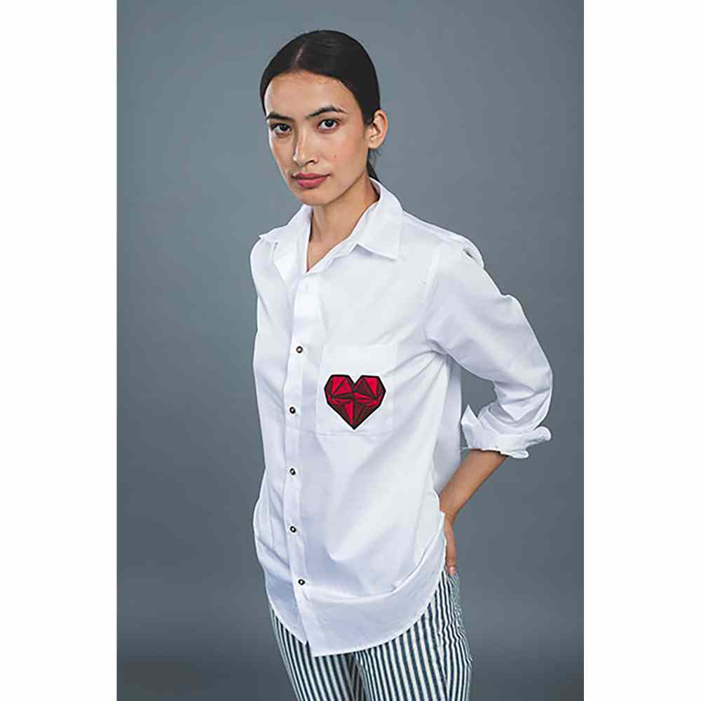 Pallavi Swadi Geometric Heart White Shirt