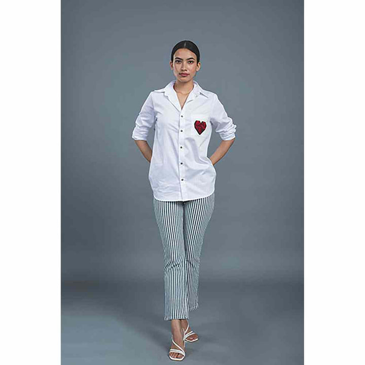 Pallavi Swadi Geometric Heart White Shirt
