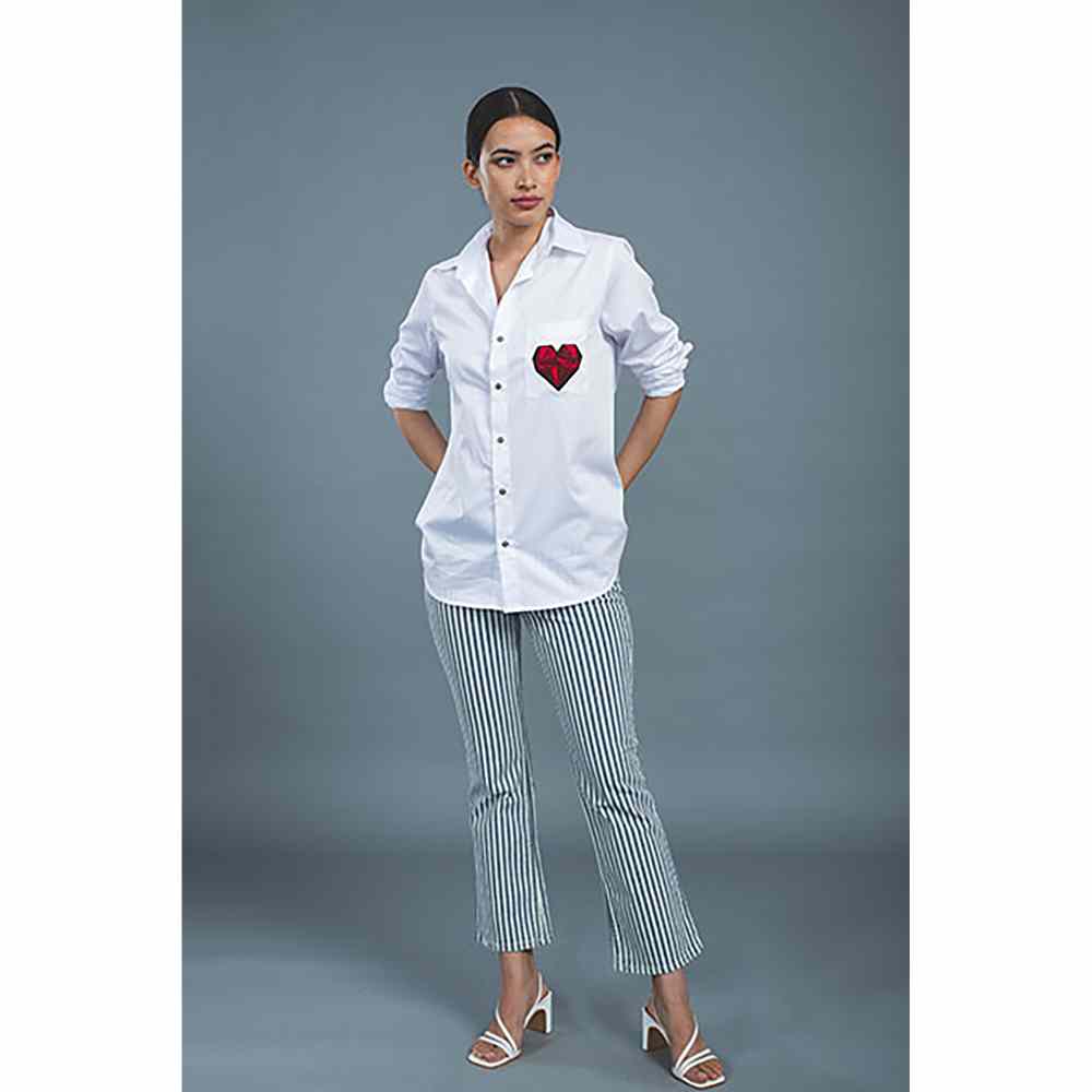 Pallavi Swadi Geometric Heart White Shirt
