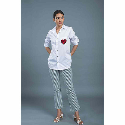 Pallavi Swadi Geometric Heart White Shirt