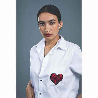 Pallavi Swadi Geometric Heart White Shirt
