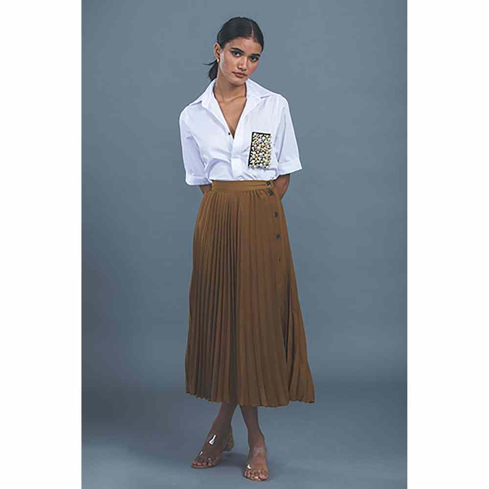 Pallavi Swadi White Audrey Pearl Pocket Shirt