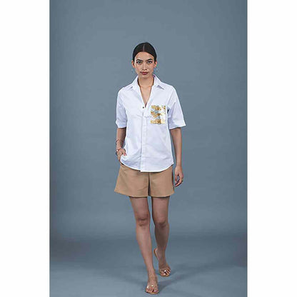 Pallavi Swadi White Metallic Gold Shirt