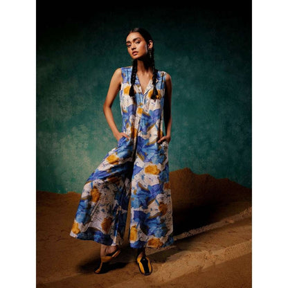 Pallavi Agarwal Azure Jumpsuit Blue Printed