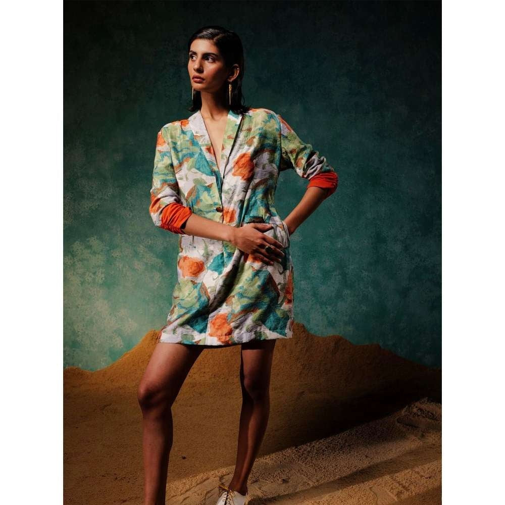 Pallavi Agarwal Mint Blazer Mini Dress Multi-Color