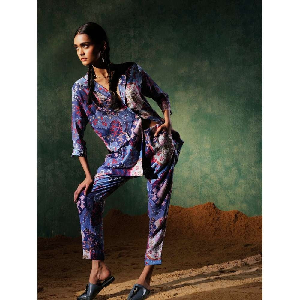 Pallavi Agarwal Sapphire Floral Blue Co-Ord (Set of 2)