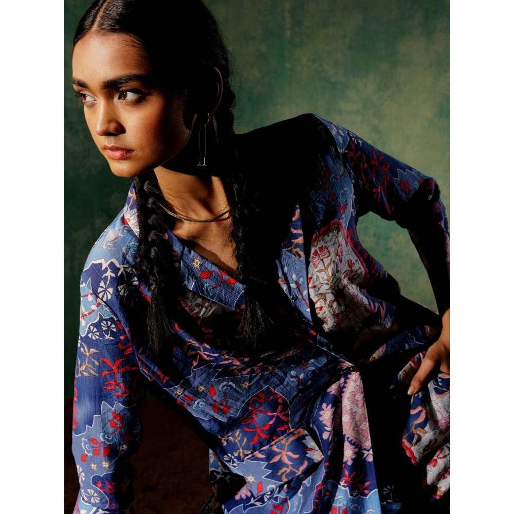 Pallavi Agarwal Sapphire Floral Blue Co-Ord (Set of 2)