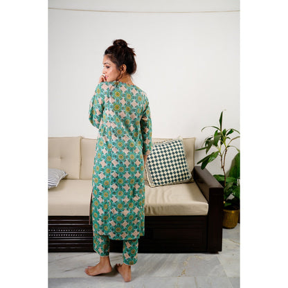 PANTS AND PAJAMAS Beige Zohra Block Printed Dupatta