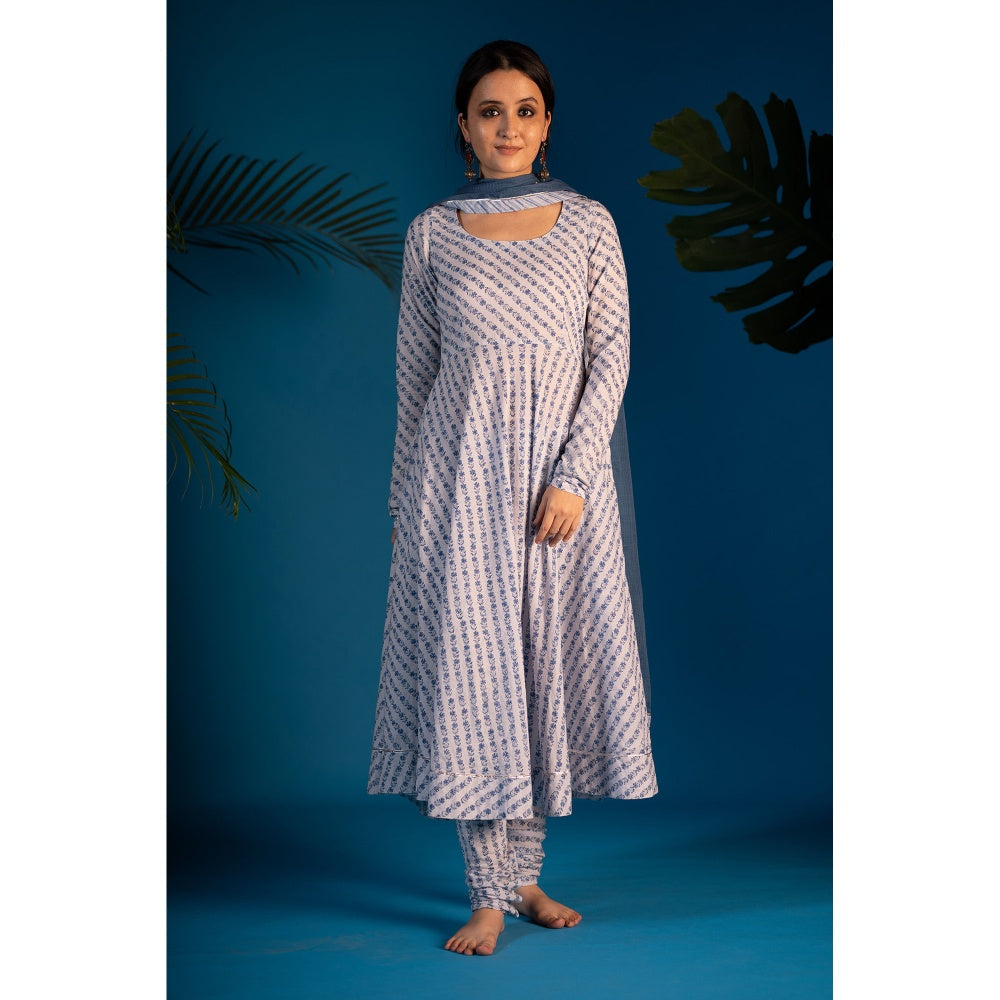 PANTS AND PAJAMAS Blue Zohra Sequin Kota Dupatta