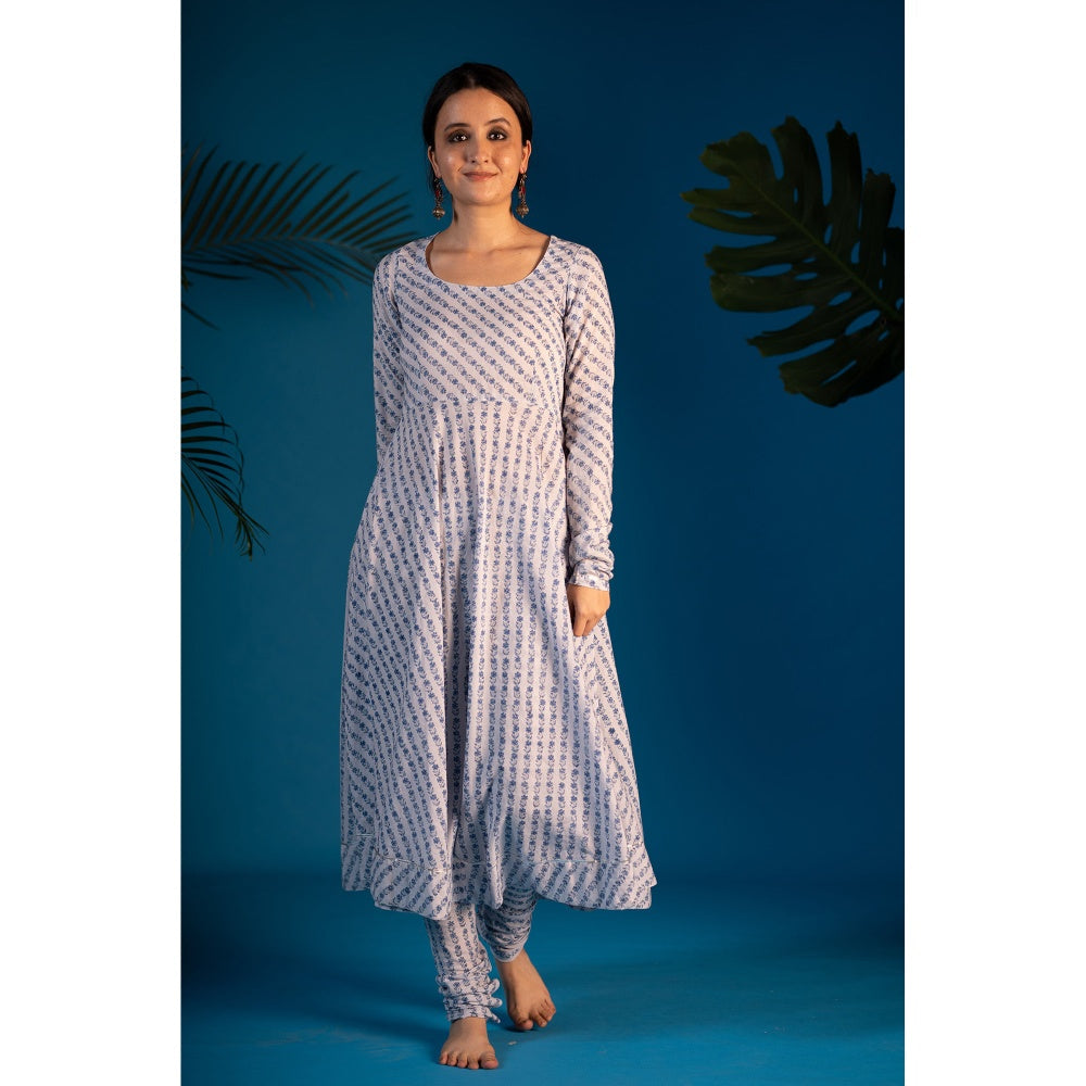 PANTS AND PAJAMAS Blue Zohra Sequin Kota Dupatta