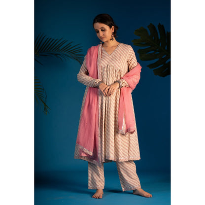 PANTS AND PAJAMAS Pink Riya Sequined Kota Dupatta