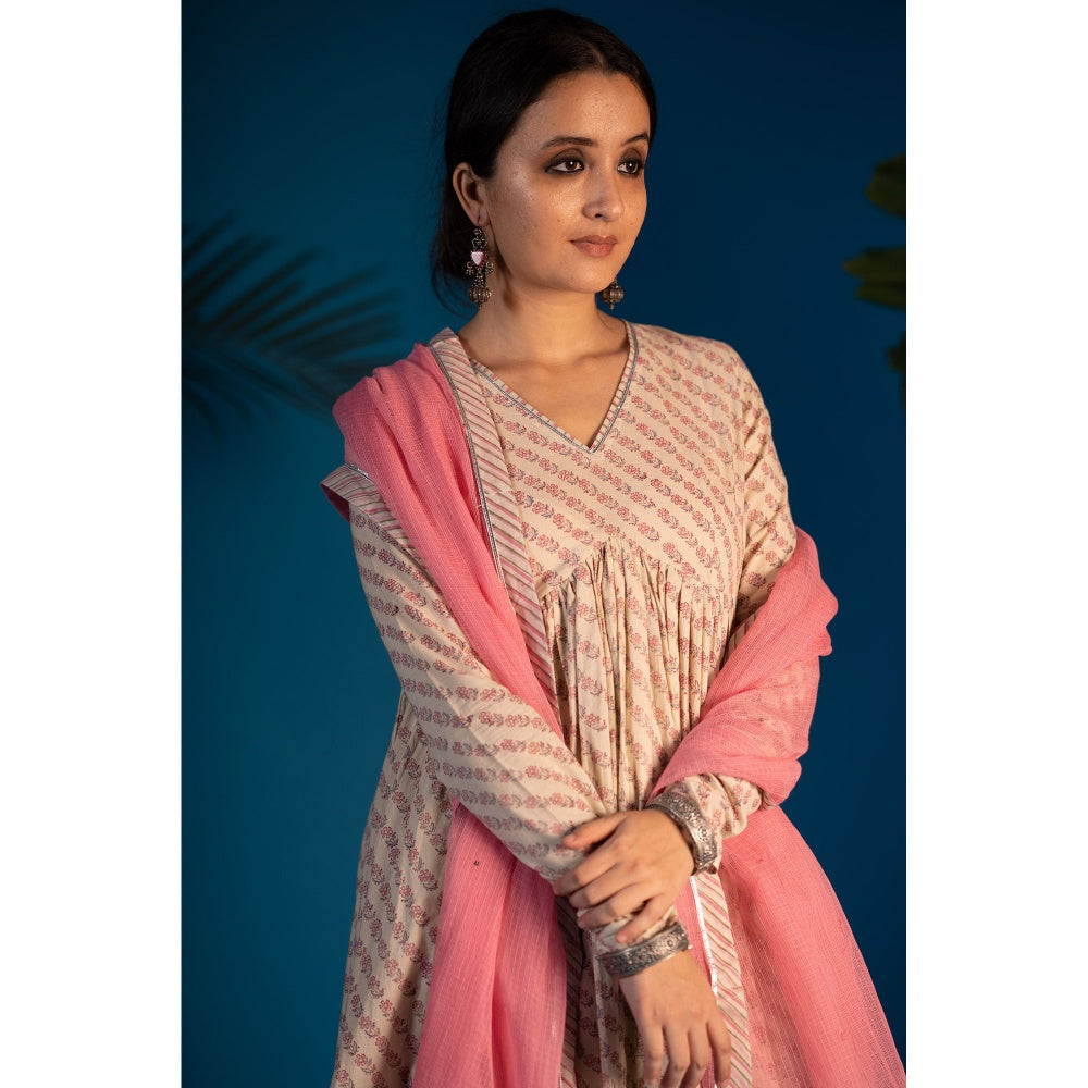 PANTS AND PAJAMAS Pink Riya Sequined Kota Dupatta