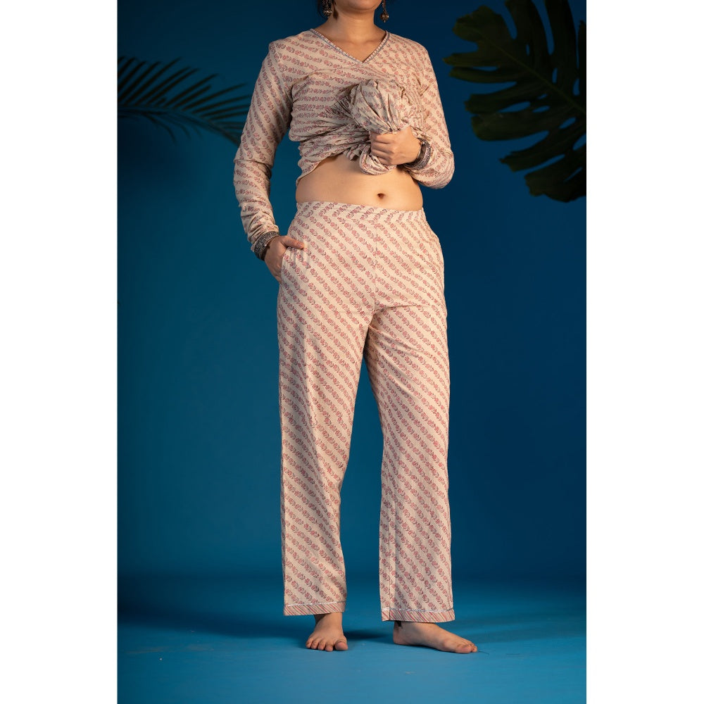 PANTS AND PAJAMAS Pink Riya Sequined Kota Dupatta