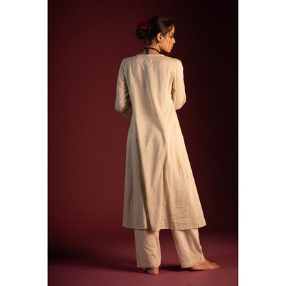 PANTS AND PAJAMAS Sage Green Prithvi Foil Print Dupatta