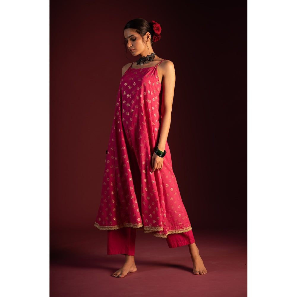 PANTS AND PAJAMAS Blue Shukra Foil Print Dupatta