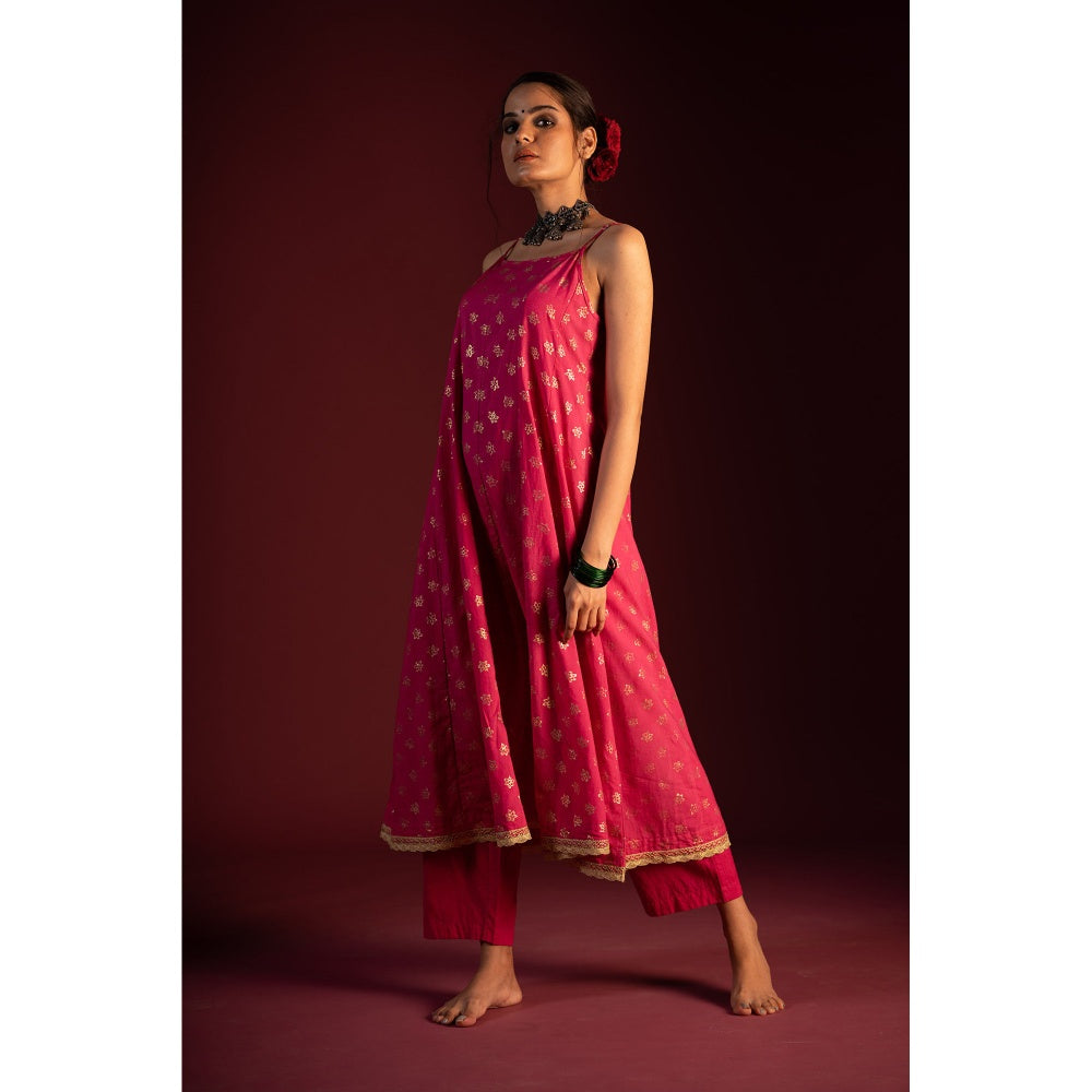 PANTS AND PAJAMAS Blue Shukra Foil Print Dupatta