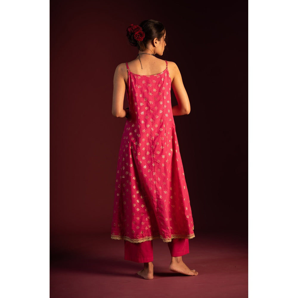 PANTS AND PAJAMAS Blue Shukra Foil Print Dupatta