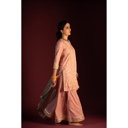 PANTS AND PAJAMAS Green Varun Foil Print Dupatta