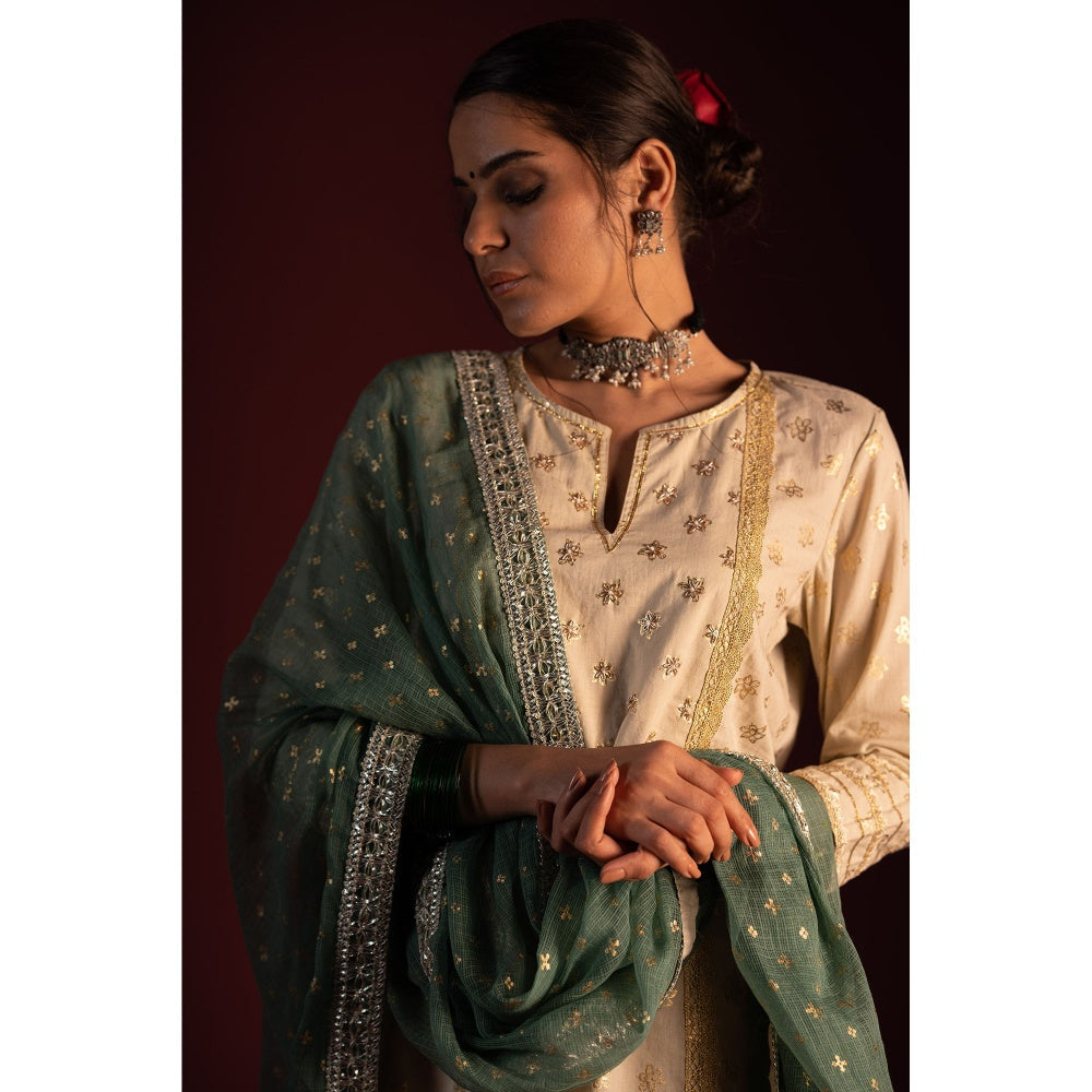 PANTS AND PAJAMAS Ravi Foil Print Dupatta