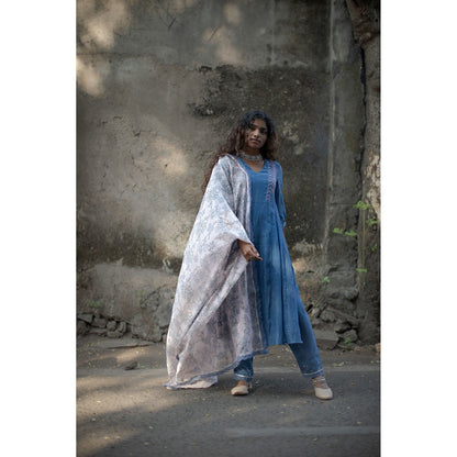 PANTS AND PAJAMAS Pink Neelkamal Block Printed Dupatta