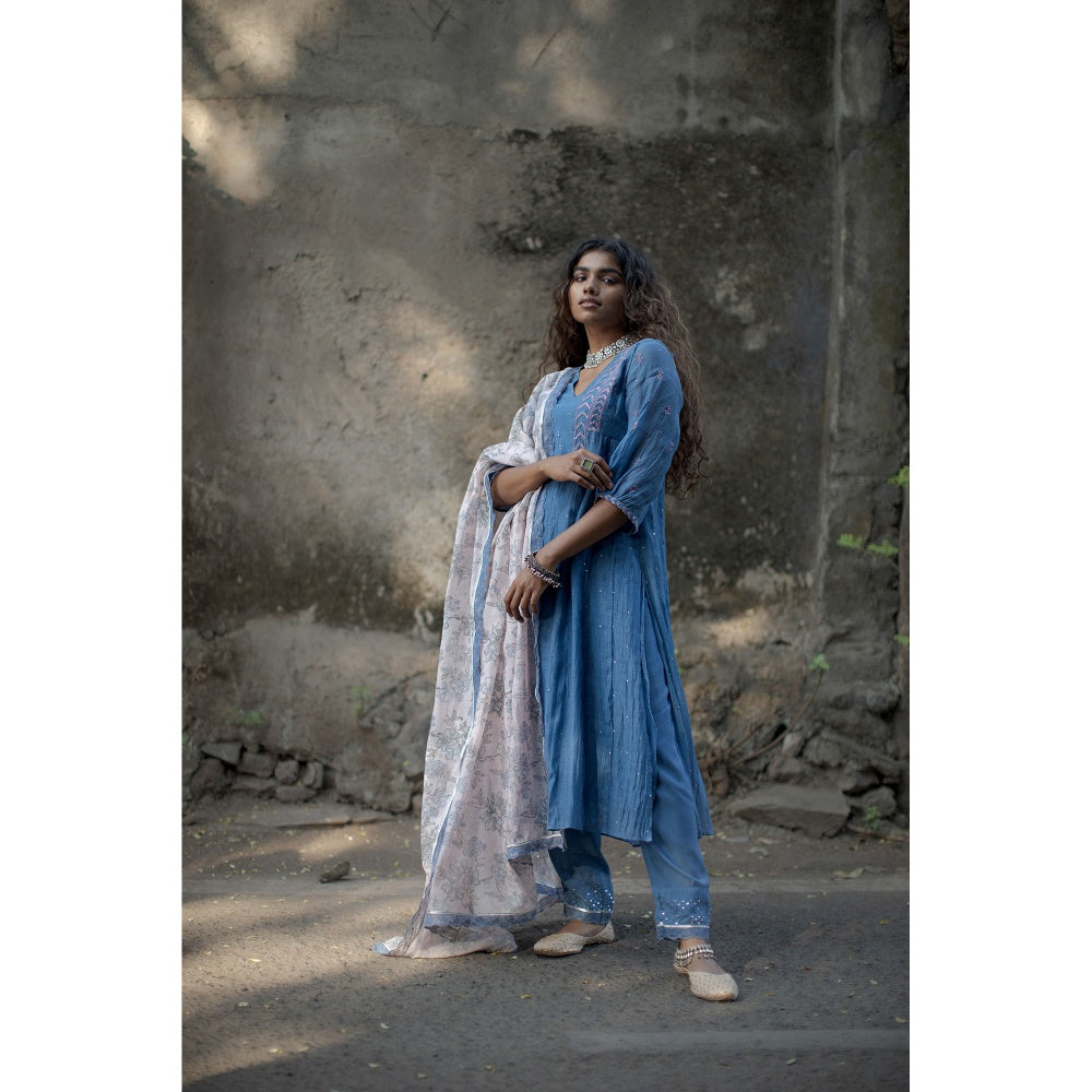 PANTS AND PAJAMAS Pink Neelkamal Block Printed Dupatta