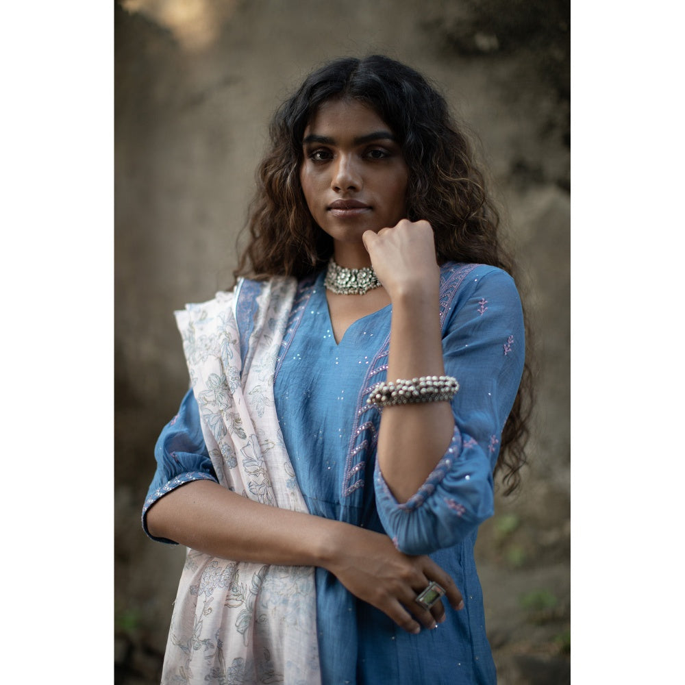 PANTS AND PAJAMAS Pink Neelkamal Block Printed Dupatta