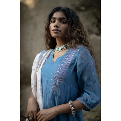 PANTS AND PAJAMAS Pink Neelkamal Block Printed Dupatta