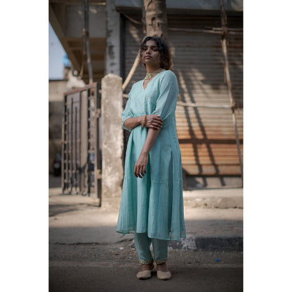 PANTS AND PAJAMAS Pink Jade Block Printed Dupatta