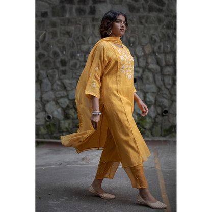 PANTS AND PAJAMAS Mustard Dahlia Sequin Dupatta