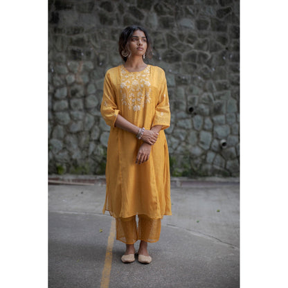 PANTS AND PAJAMAS Mustard Dahlia Sequin Dupatta