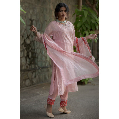 PANTS AND PAJAMAS Light Pink Gulkhera Sequin Dupatta