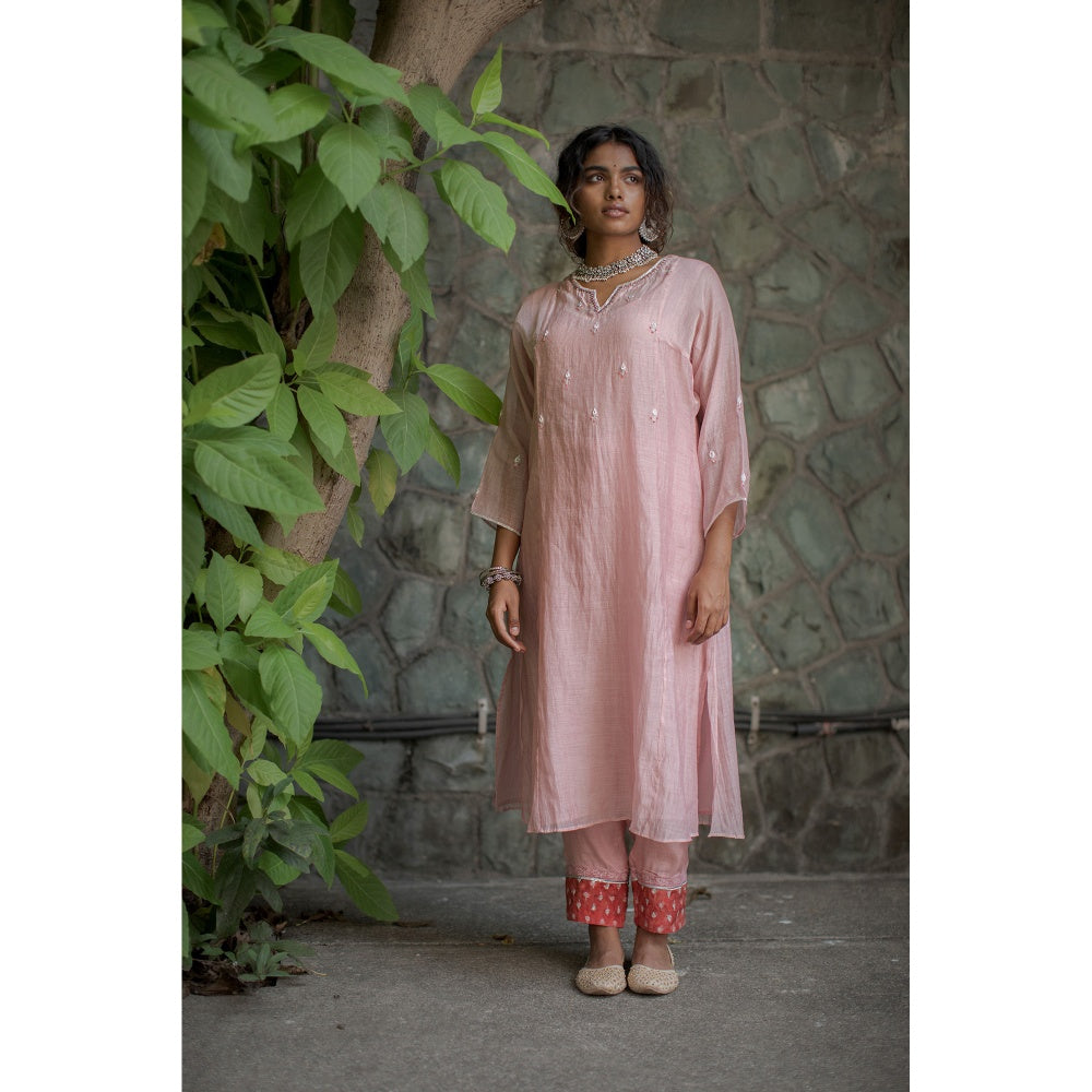 PANTS AND PAJAMAS Light Pink Gulkhera Sequin Dupatta