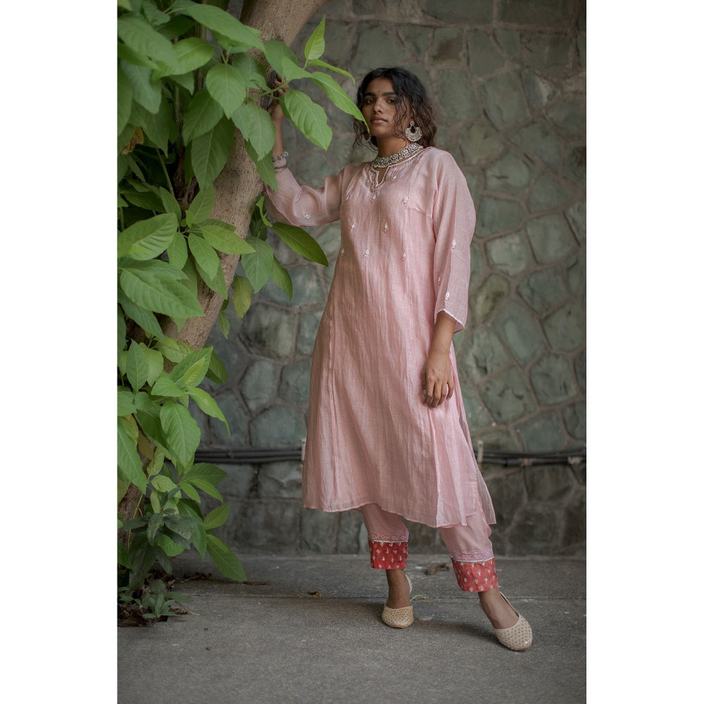 PANTS AND PAJAMAS Light Pink Gulkhera Sequin Dupatta
