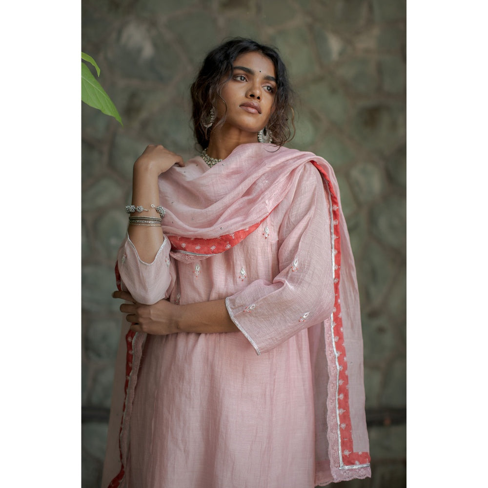 PANTS AND PAJAMAS Light Pink Gulkhera Sequin Dupatta