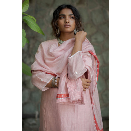 PANTS AND PAJAMAS Light Pink Gulkhera Sequin Dupatta