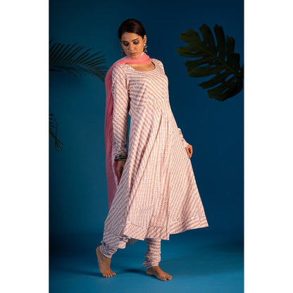 PANTS AND PAJAMAS Pink Neeta Block Printed Kurta